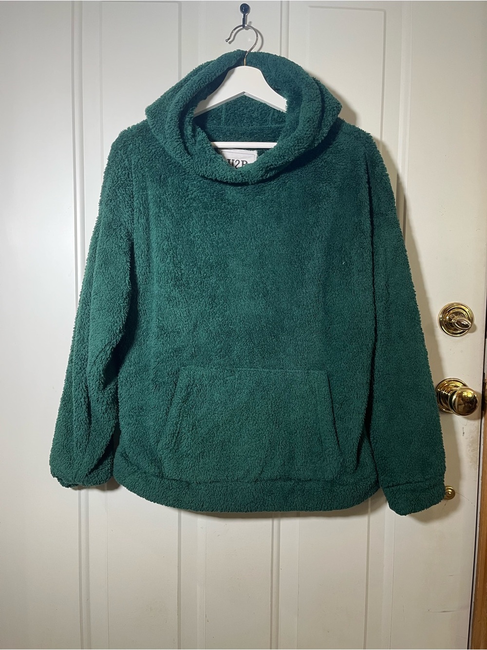 Plush Dark Green Sherpa Pullover Hoodie Sweater